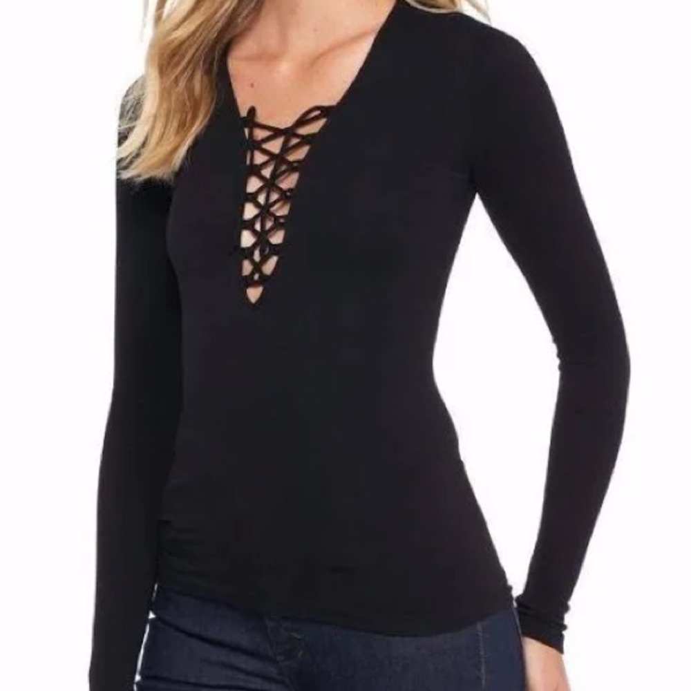 NWOT Free People Seamless Lace Up Layering Top